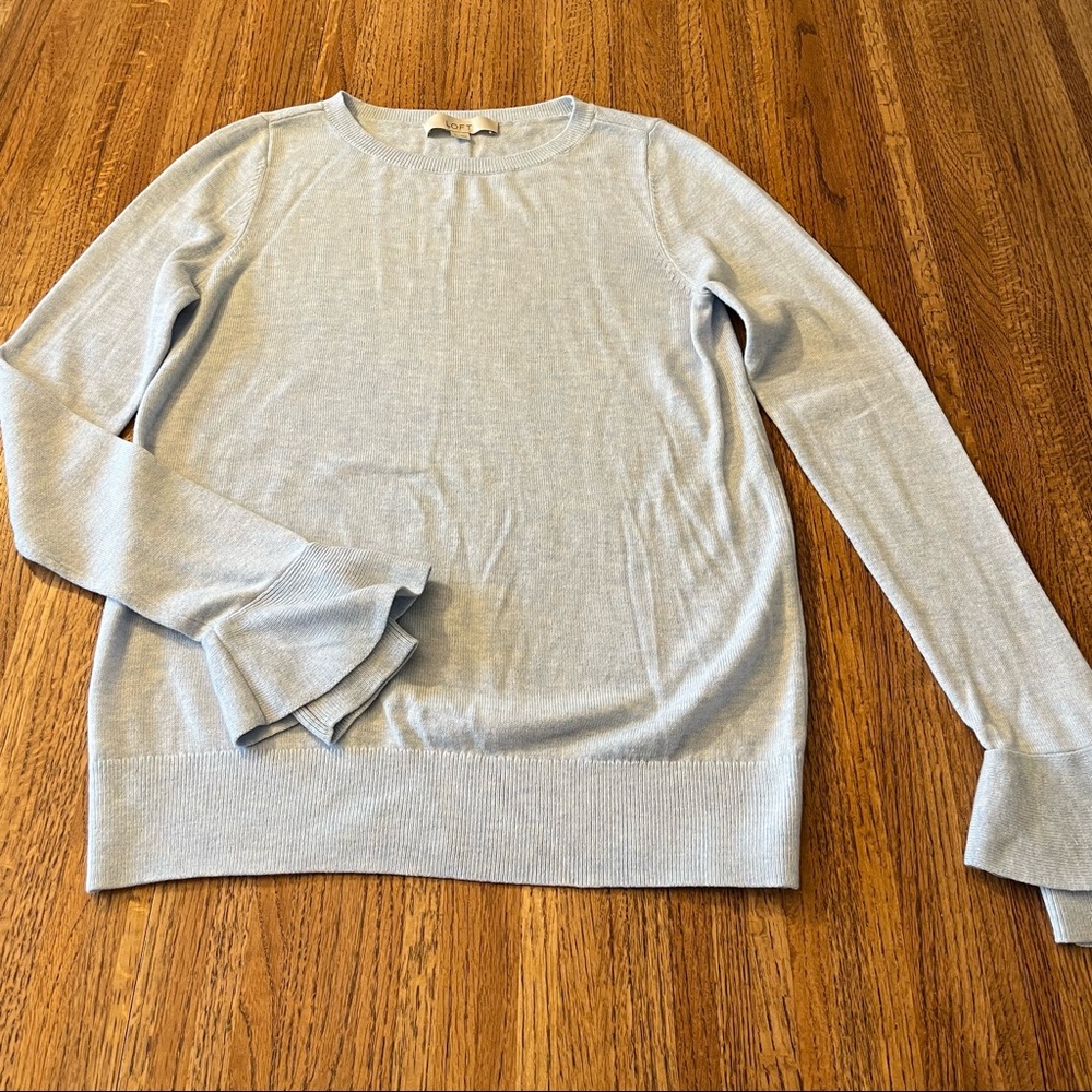 LOFT l Long Sleeve Pullover Sweater Pale Blue Lightweight Women's S